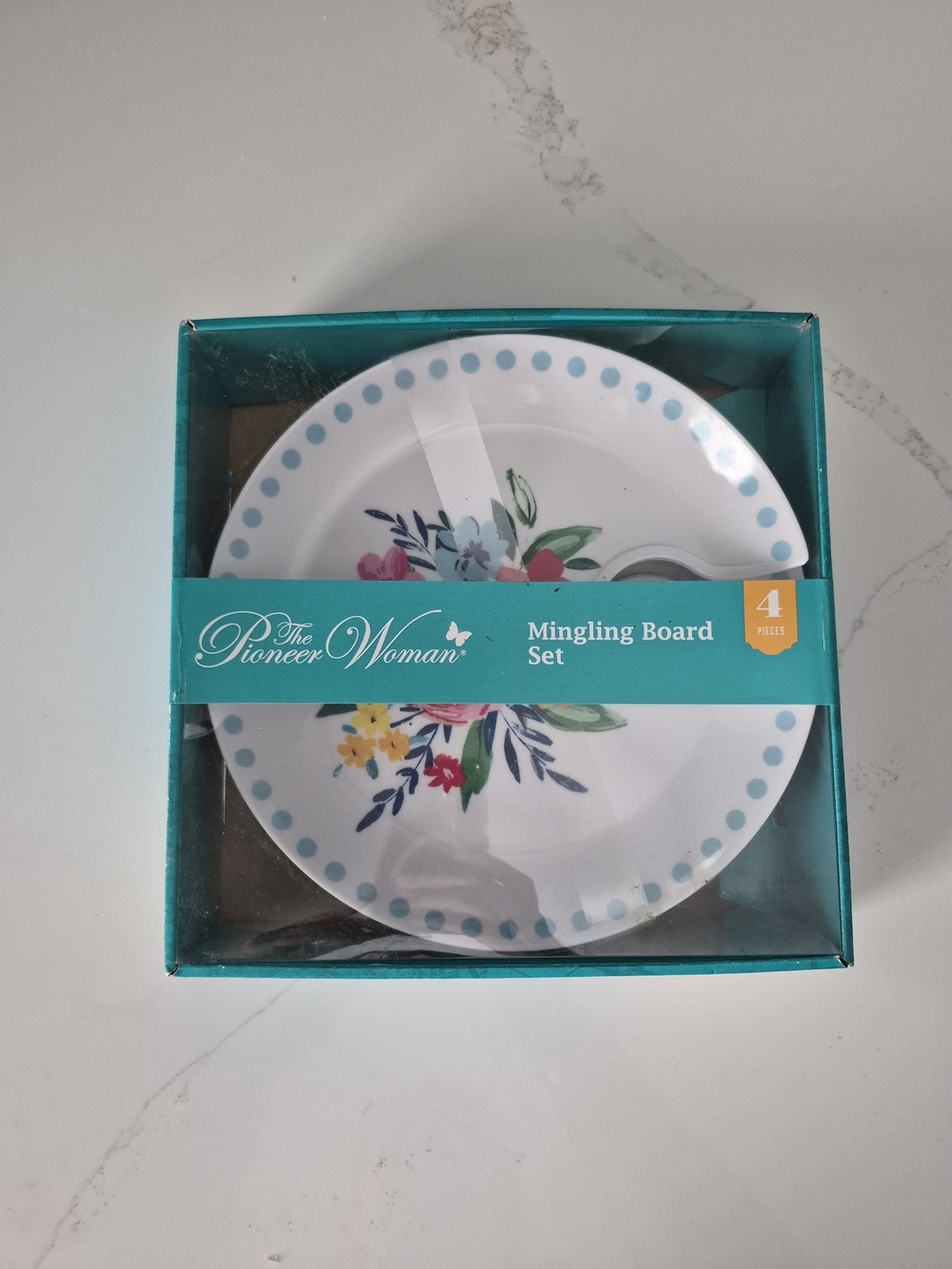 The Pioneer Woman 4-Piece Mingling Board Set - White & Blue Floral Accent